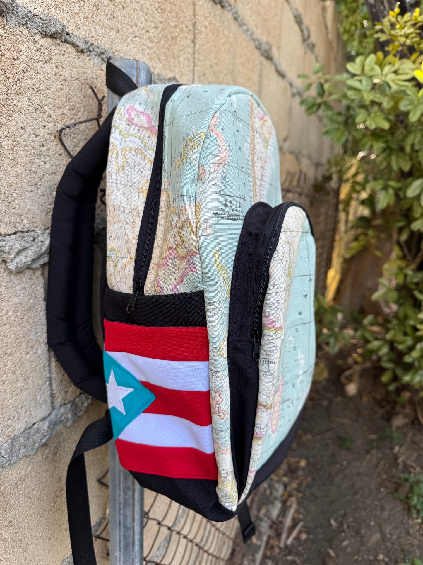 World map Backpack with PR flag